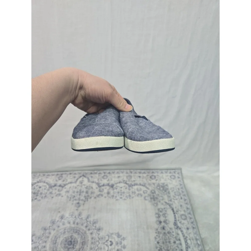 TOMS Boys Y 2.5 Youth Boat‎ Low Top Shoe Slip On Sneaker Canvas Blue Chambray